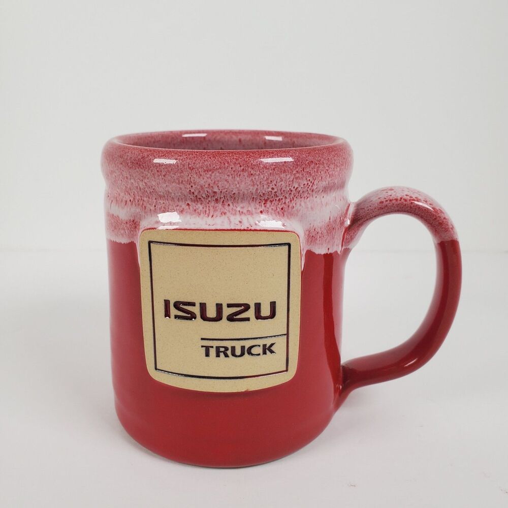 Deneen Pottery ISUZU TRUCK Red Coffee Cup Mug Hand Thrown Clay